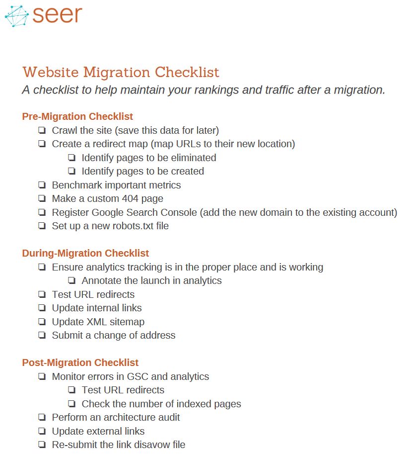 seer migration checklist